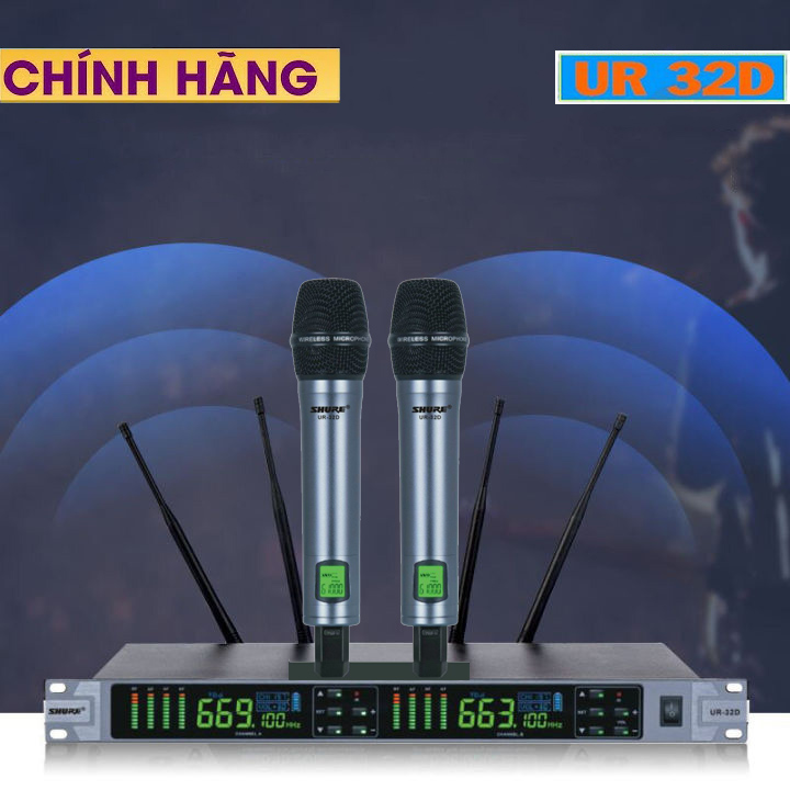 [ Hàng Bãi Mỹ USA ] Micro Không Dây SHURE UR-32D - Micro Thế Hệ Mới 2023, Mic Karaoke Gia Đình, Chống Hú Tuyệt Đối, Hút Âm Cực Nhạy, Giảm Tiếng Ồn, Lọc Tạp Âm -Cảm Biến Gia Tốc Tự Ngắt- Dùng Cho Karaoke Quán Hát, Sân Khấu Sự Kiện