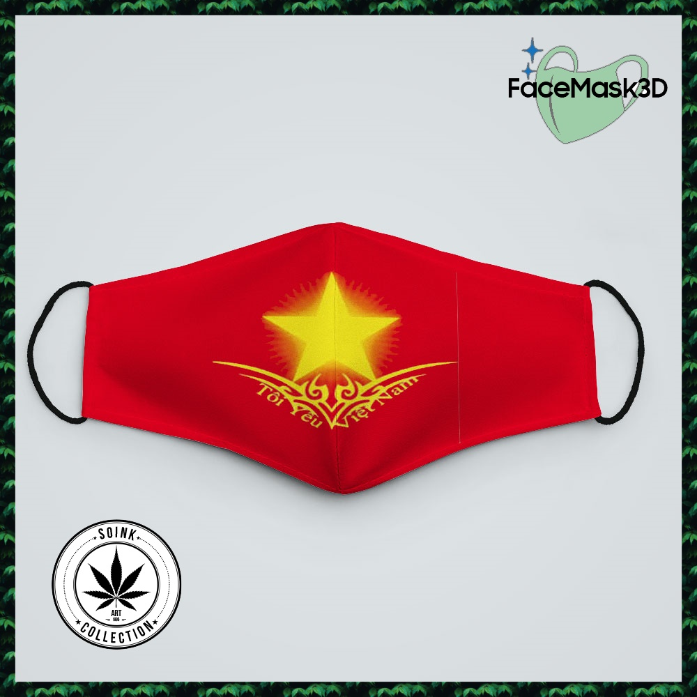 Khẩu Trang Vải Poly Cờ VN_4 SoInk Vải Cotton 100%, Kháng Khuẩn, Có Thể Giặt Và Tái Sử Dụng Dành cho Nam Nữ