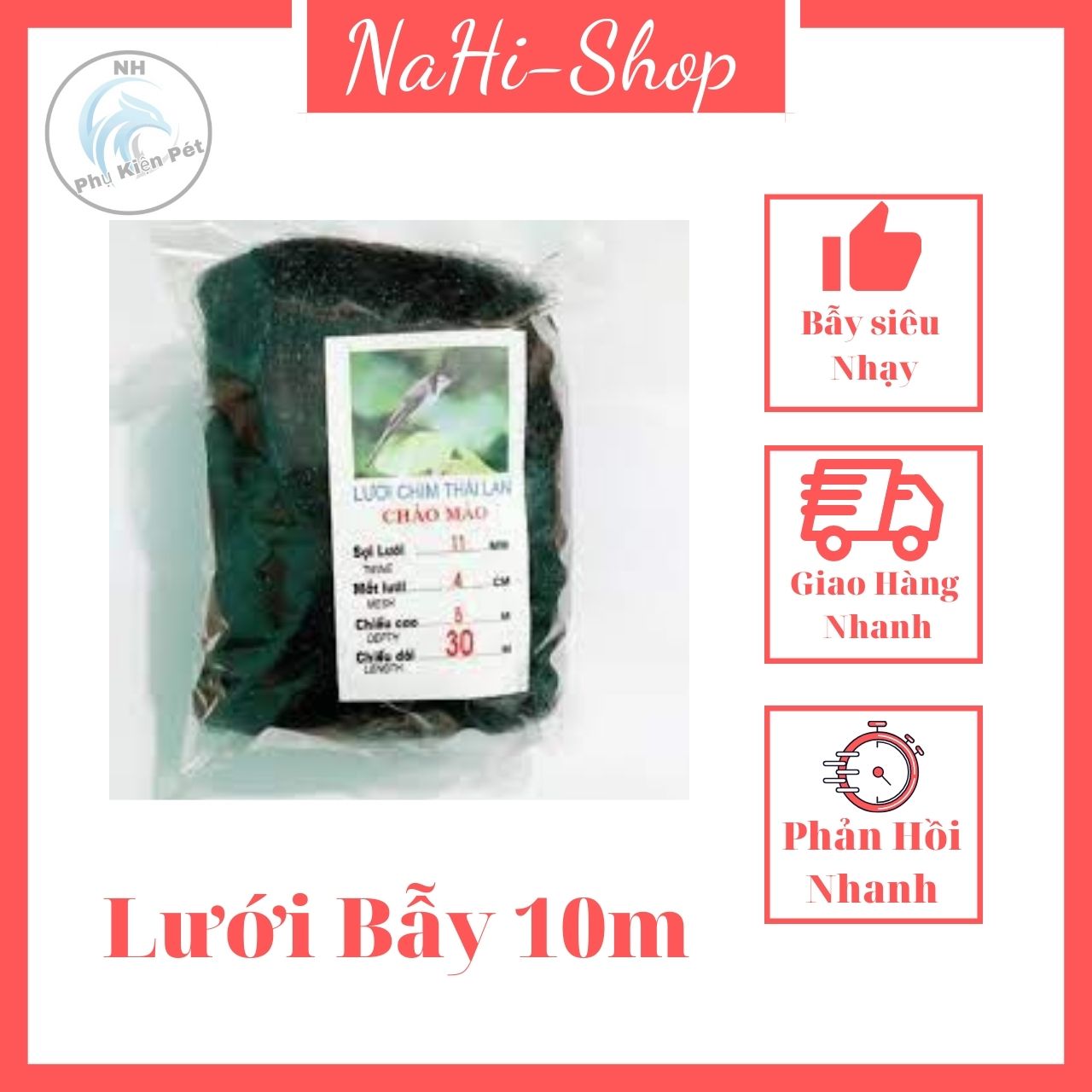 Lưới bẫy chim tàng hình thái lan 10m - lưới dính chim siêu nhạy mắt 4 li