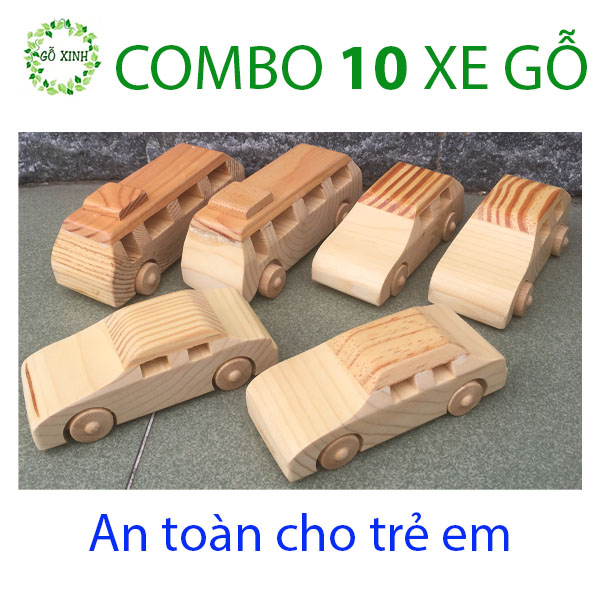 COMBO 10 CHIẾC xe đồ chơi gỗ cho bé hàng xuất khẩu an toàn đồ chơi gỗ thông minh