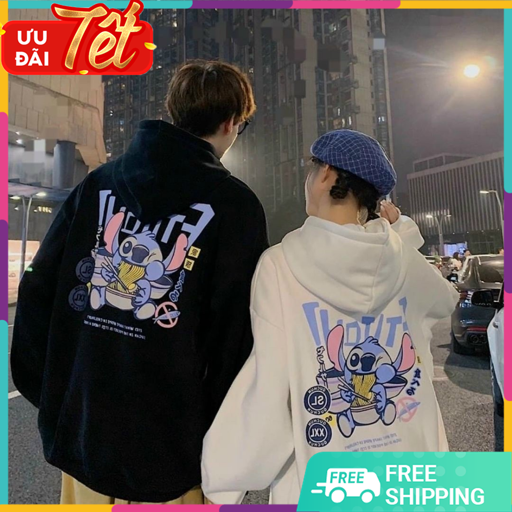 ÁO HOODIE NAM NỮ IN HÌNH HOẠT HÌNH KHỦNG LONG FTITCH ĂN MÌ SIÊU CUTE MẪU HOT BÁN CHẠY