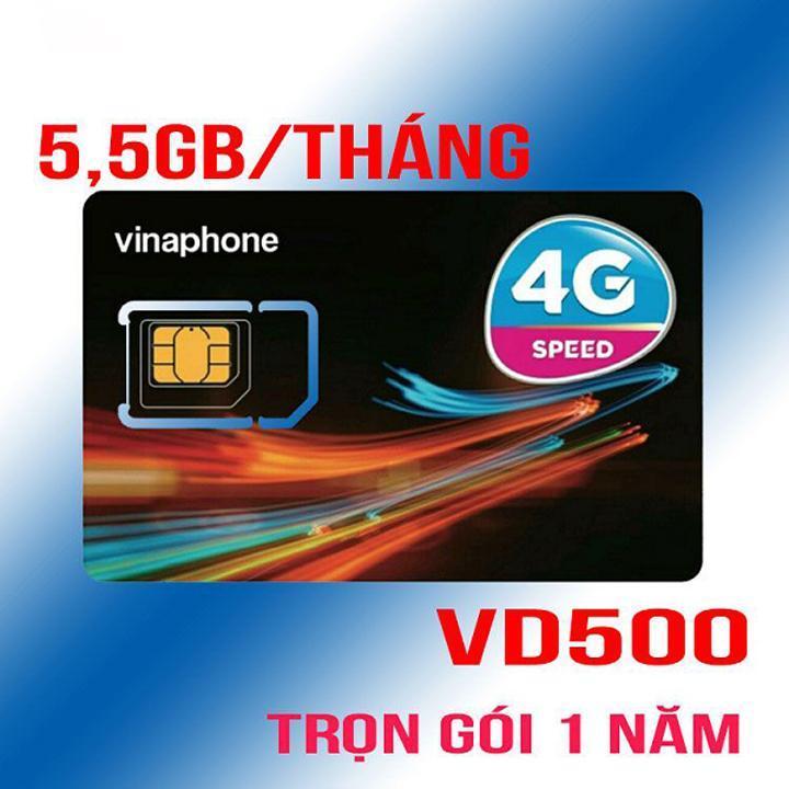 Sim miễn phí trọn gói 1 Năm 4G VinaPhone D500 Tặng 5GB/Tháng Không phải nạp tiền cả năm - FREESHIP - CHƯA KÍCH HOẠT.