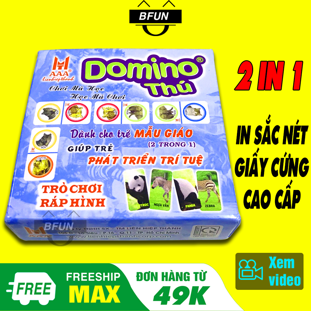 Cờ DOMINO THÚ VÀ XẾP HÌNH 2 TRONG 1 CAO CẤP LIÊN HIỆP THÀNH - Trò Chơi Ráp Hình, DOMINO Xếp Hình Thông Minh, Trí Tuệ Dành Cho Bé - Đồ Chơi Trẻ Em BFUN