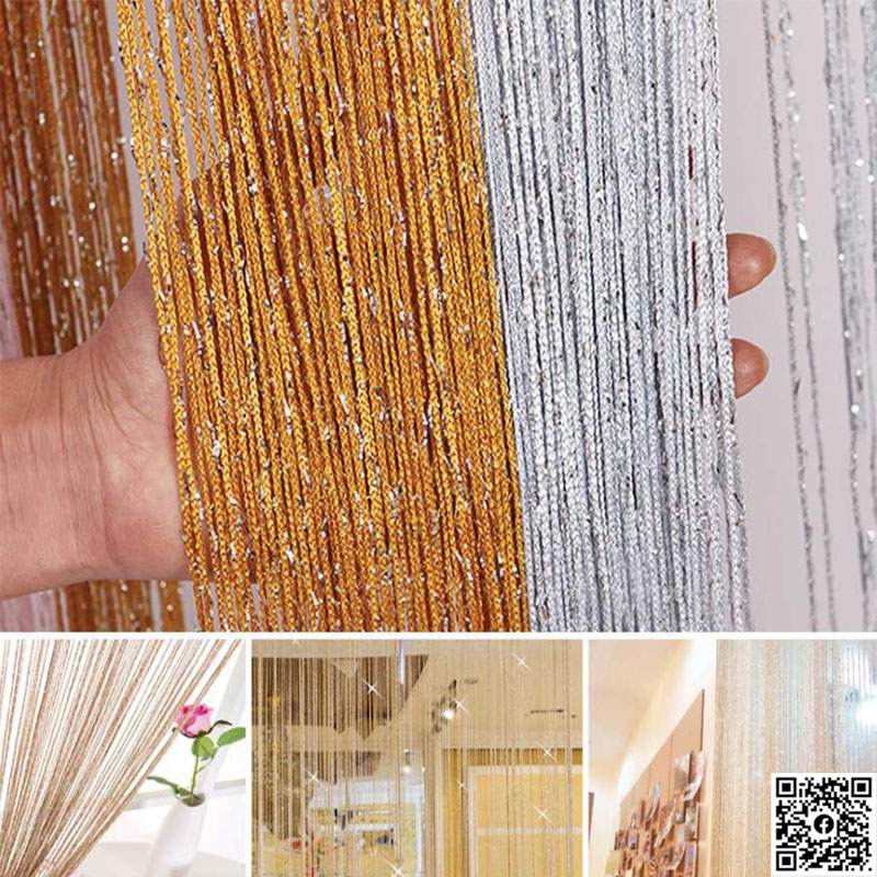 Rèm sợi chỉ kim tuyến Màn sợi vách ngăn trang trí tiệc, che lối đi ra vào nhà ở, spa, tiệm tóc RS02