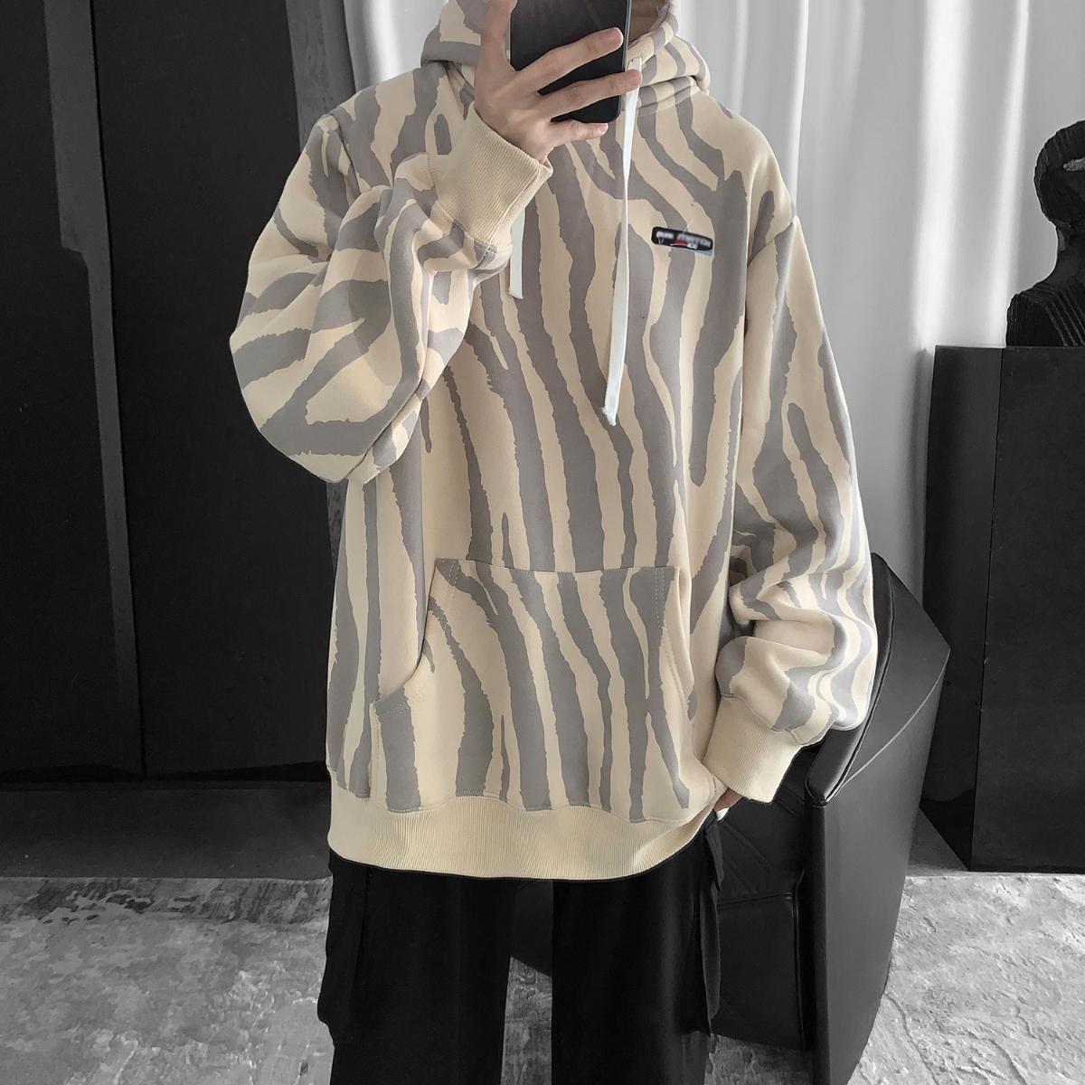 Áo hoodie phối vệt lượn sóng freesize chất liệu nỉ ngoại XC047