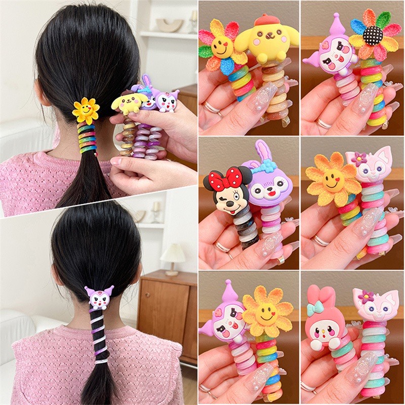 Buộc tóc cột tóc xoắn cầu vòng lò xo siêu hot xinh xắn cho bé