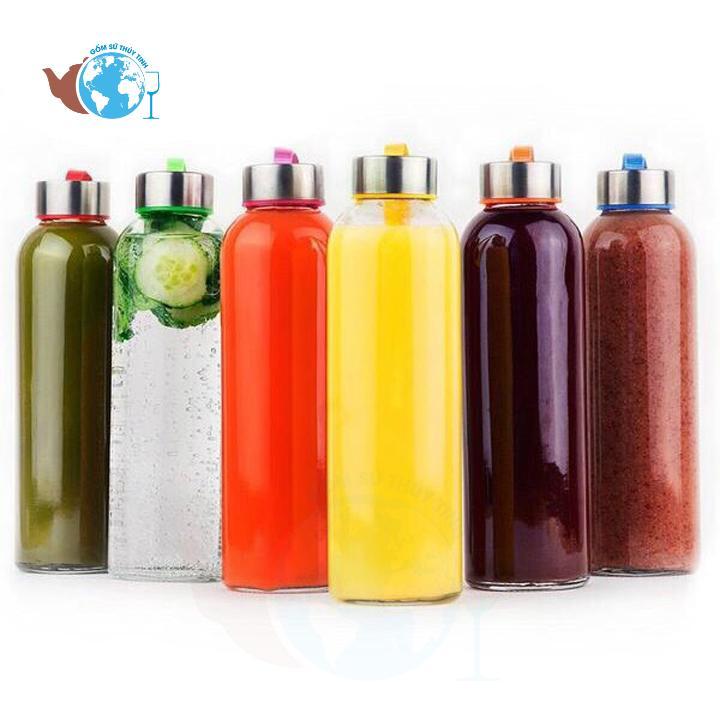 Combo 6 bình thủy tinh đựng nước dây xách 500ml - 6 bình thủy tinh 500ml