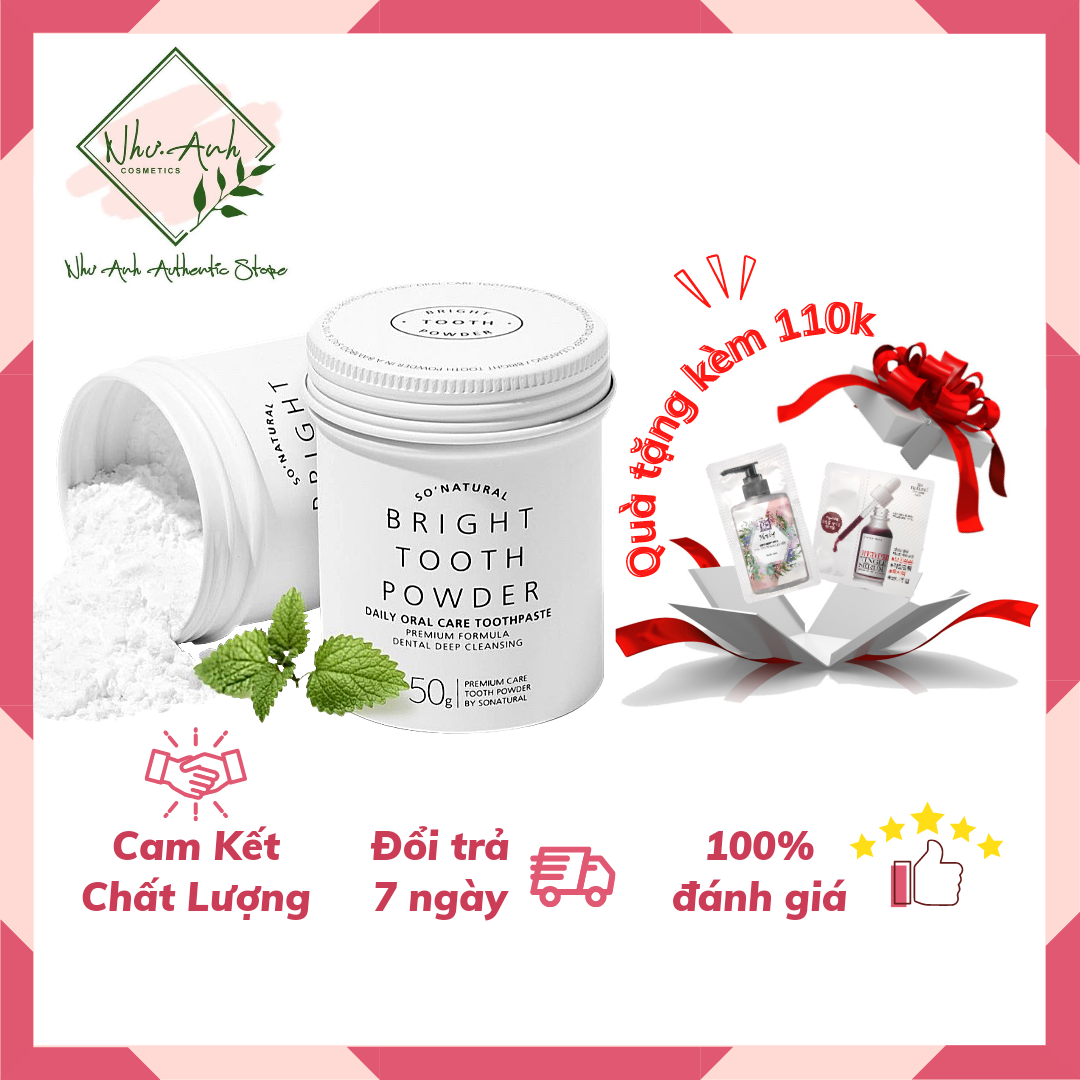 Bột đánh răng làm trắng răng hỗ trợ giảm hôi miệng hiệu quả nhanh chóng bright tooth powder 2in1 50g so natural