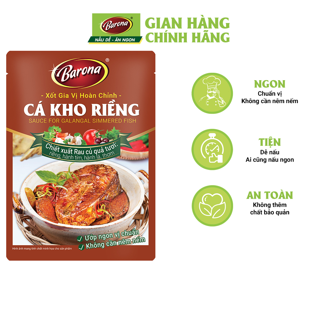 Gia Vị Cá Kho Riềng Barona 80g ướp ngon chuẩn vị không cần nêm nếm