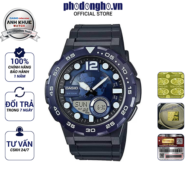 Đồng hồ nam dây nhựa casio anh khuê aeq-100w-2avdf