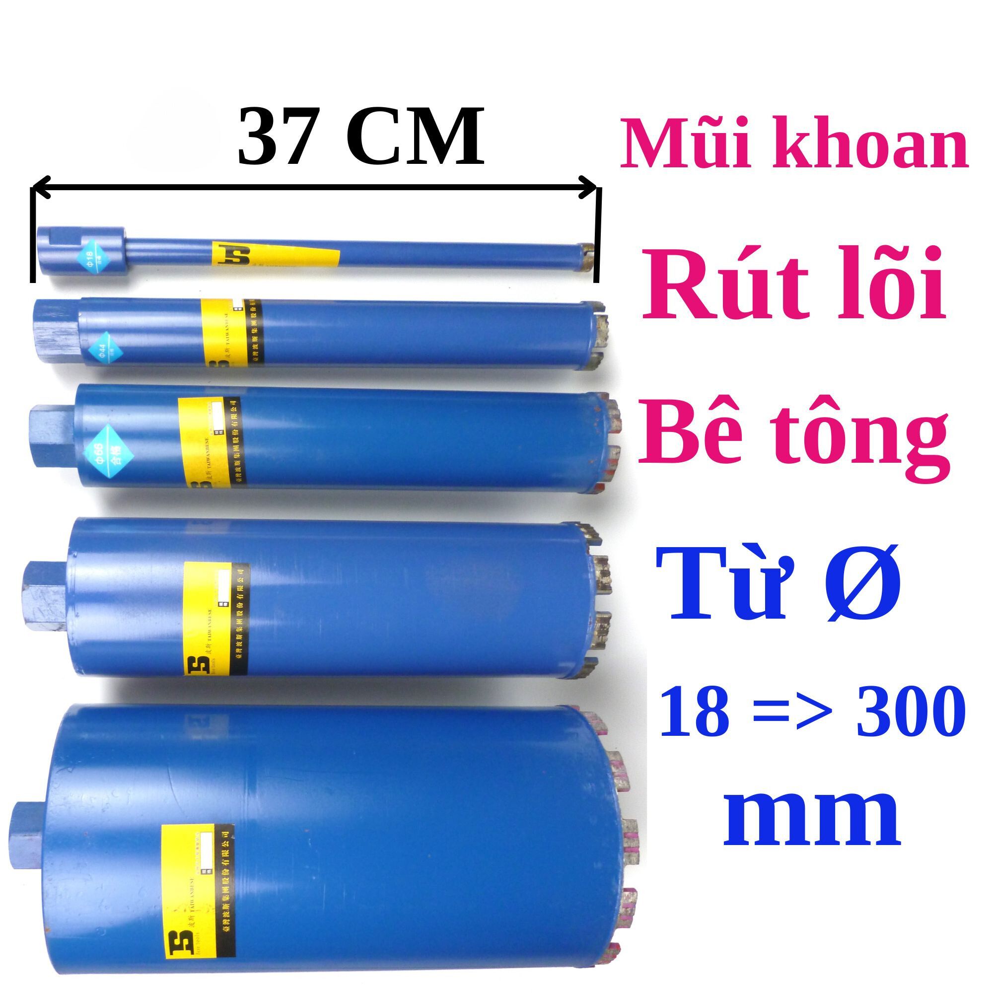 Mũi khoan rút lõi bê tông từ Ø 18mm => Ø 300mm (KO)
