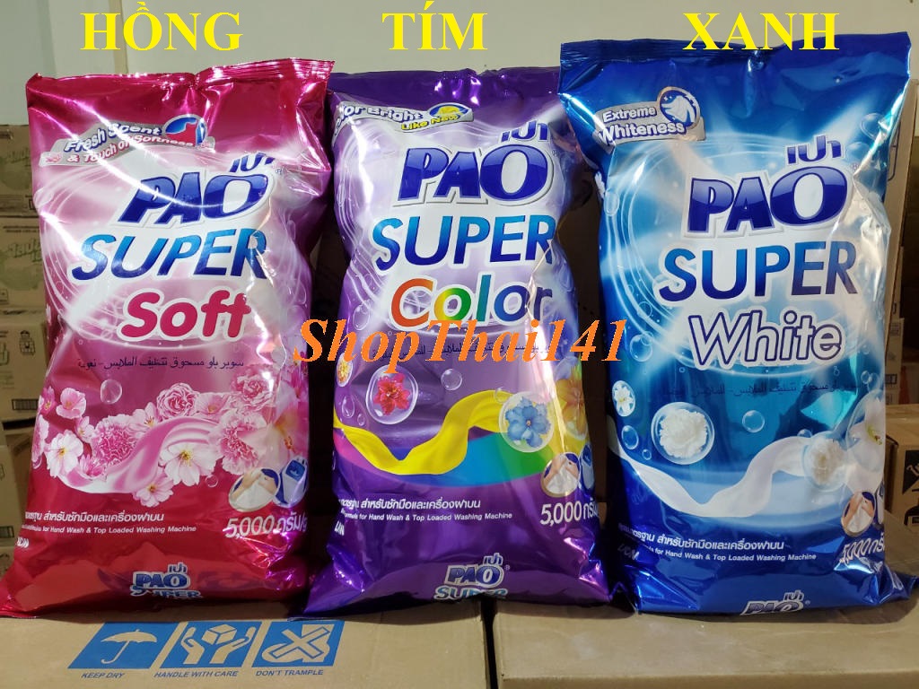 (Đủ 3 màu) Bột giặt PAO Thái 5 kg nhập khẩu Thái Lan (mẫu mới)