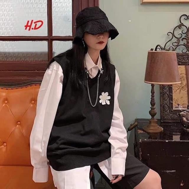Sét áo gile hoa cúc sơ mi kèm cavat HDA0919