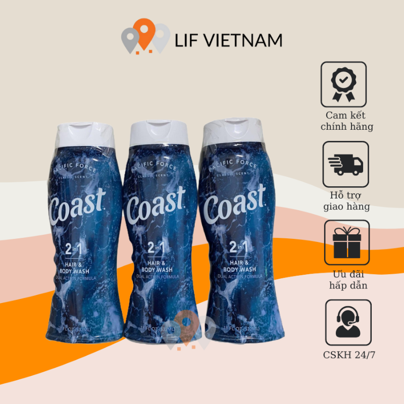 Sữa tắm gội nam coast 2 in 1 for men 532ml