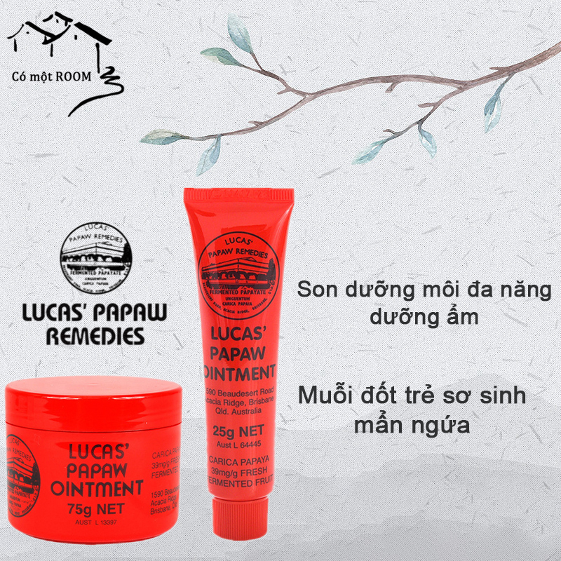 Lucas papaw ointment 25/75g Son dưỡng môi đa năng dưỡng ẩm muỗi đốt trẻ sơ sinh mẩn ngứa