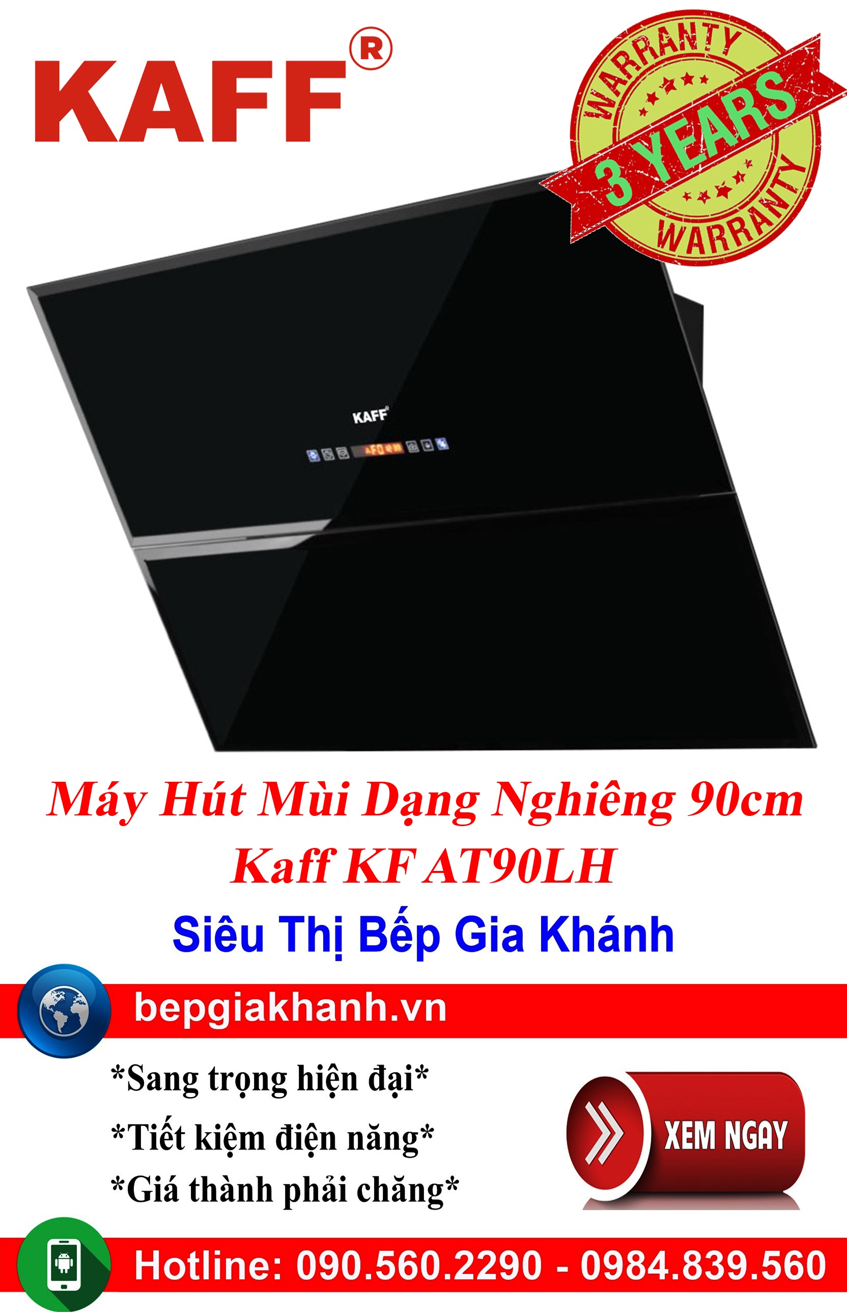 [HCM]Máy hút mùi dạng nghiêng 90cm Kaff KF AT90LH máy hút mùi nhà bếp máy hút mùi bếp máy hút mùi kính cong máy hút mùi canzy máy hút mùi mini máy hút mùi âm trần máy hút mùi electrolux may hut mui
