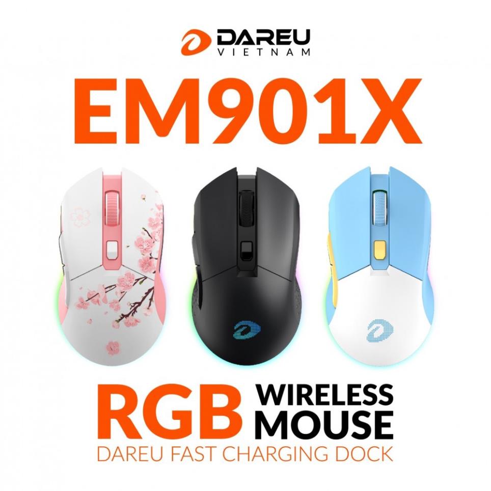 Chuột không dây gaming dareu em901x rgb bảo hành: 24 tháng