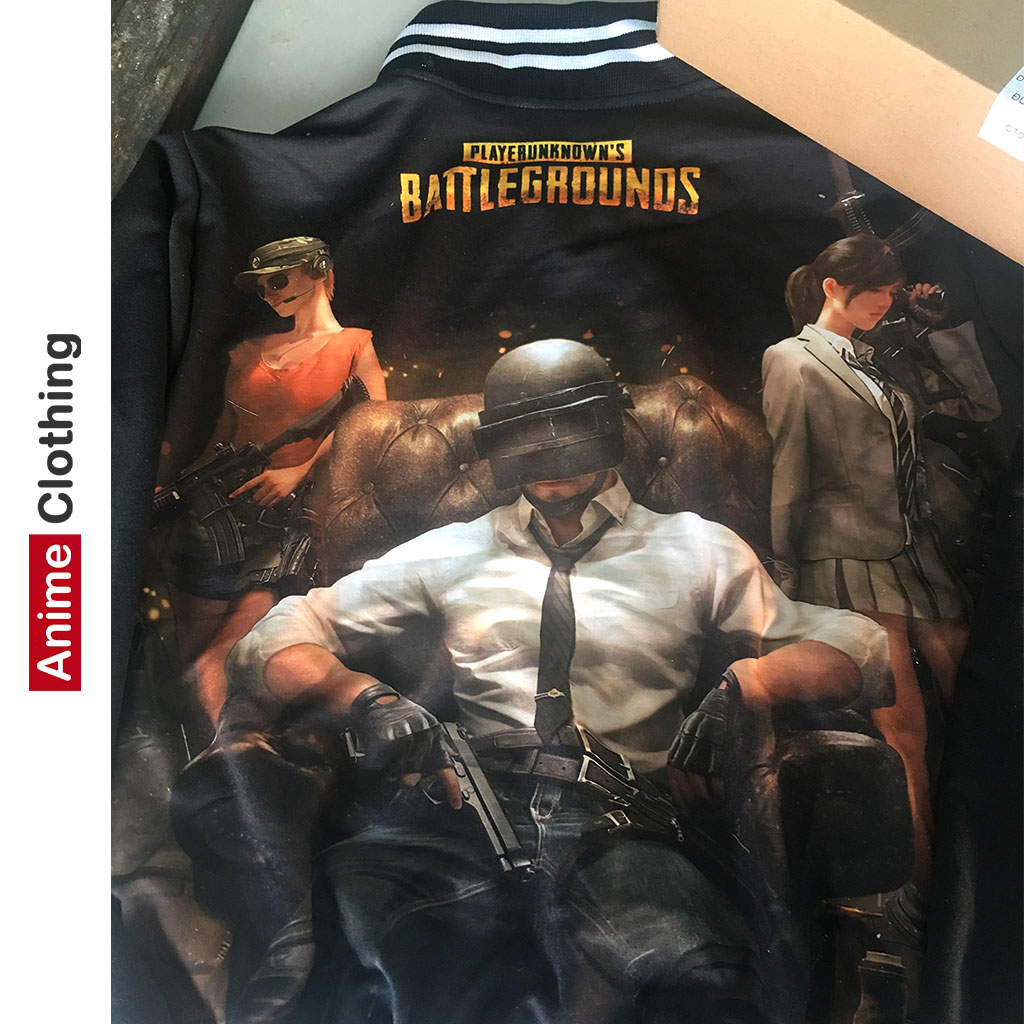 Áo khoác nam màu đen,form rộng, co giãn, thoáng mát Pubg Mobile