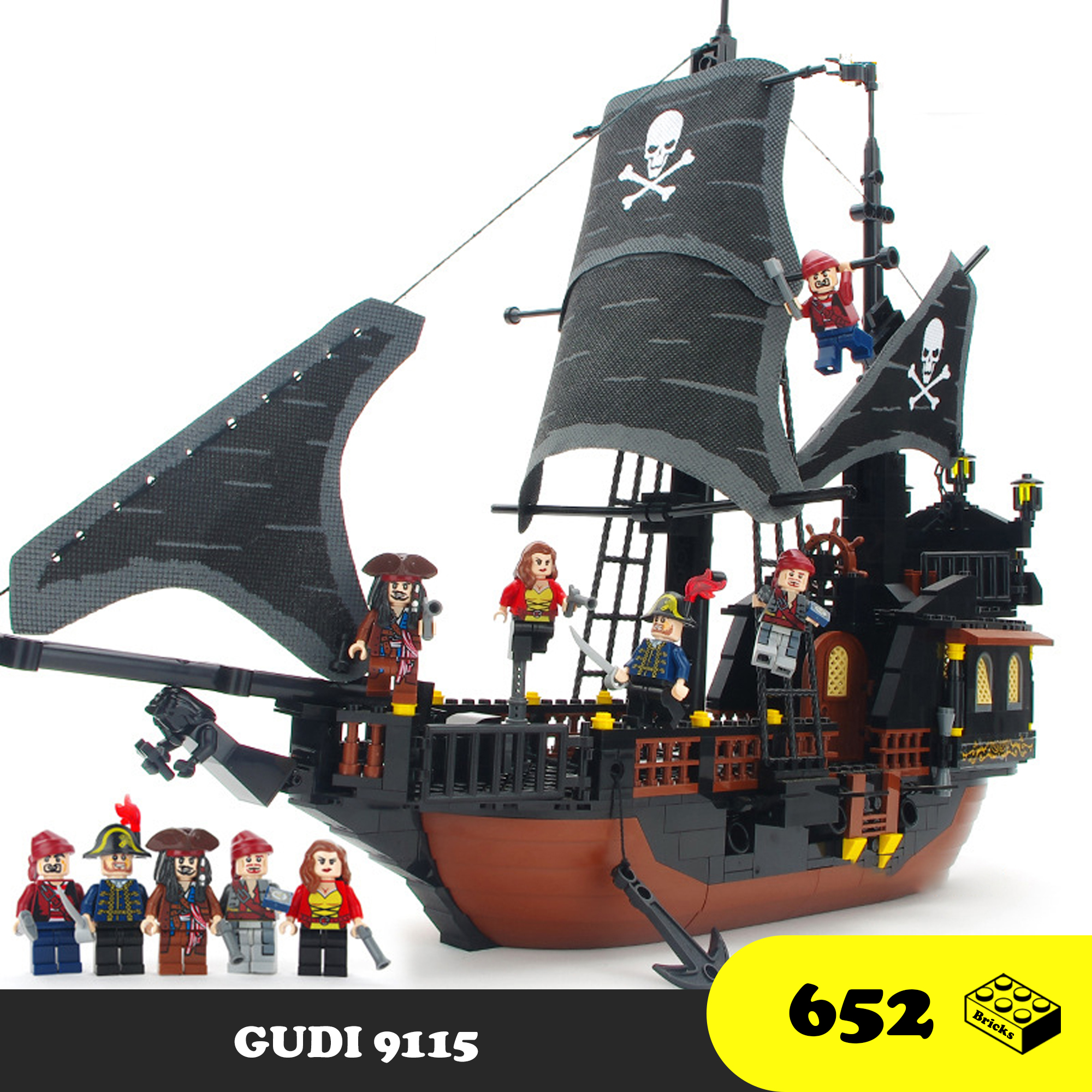 GUDI 9115 - Lego thuyền hải tặc Caribbe Black Pearl - Lego Legend Of Pirates Black Pearl Jack Sparrow