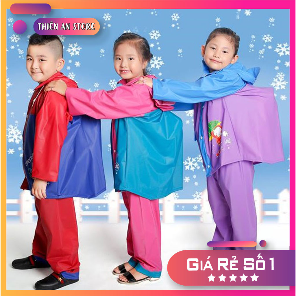 [🎁 Quà tặng]  Bộ áo mưa trẻ em/ Áo mưa bé trai/ Áo mưa bé gái áo mưa loại đẹp có lưng che cặp - Hàng chính hãng công ty - TRẢ LẠI HÀNG NẾU KHÔNG ĐÚNG CAM KẾT