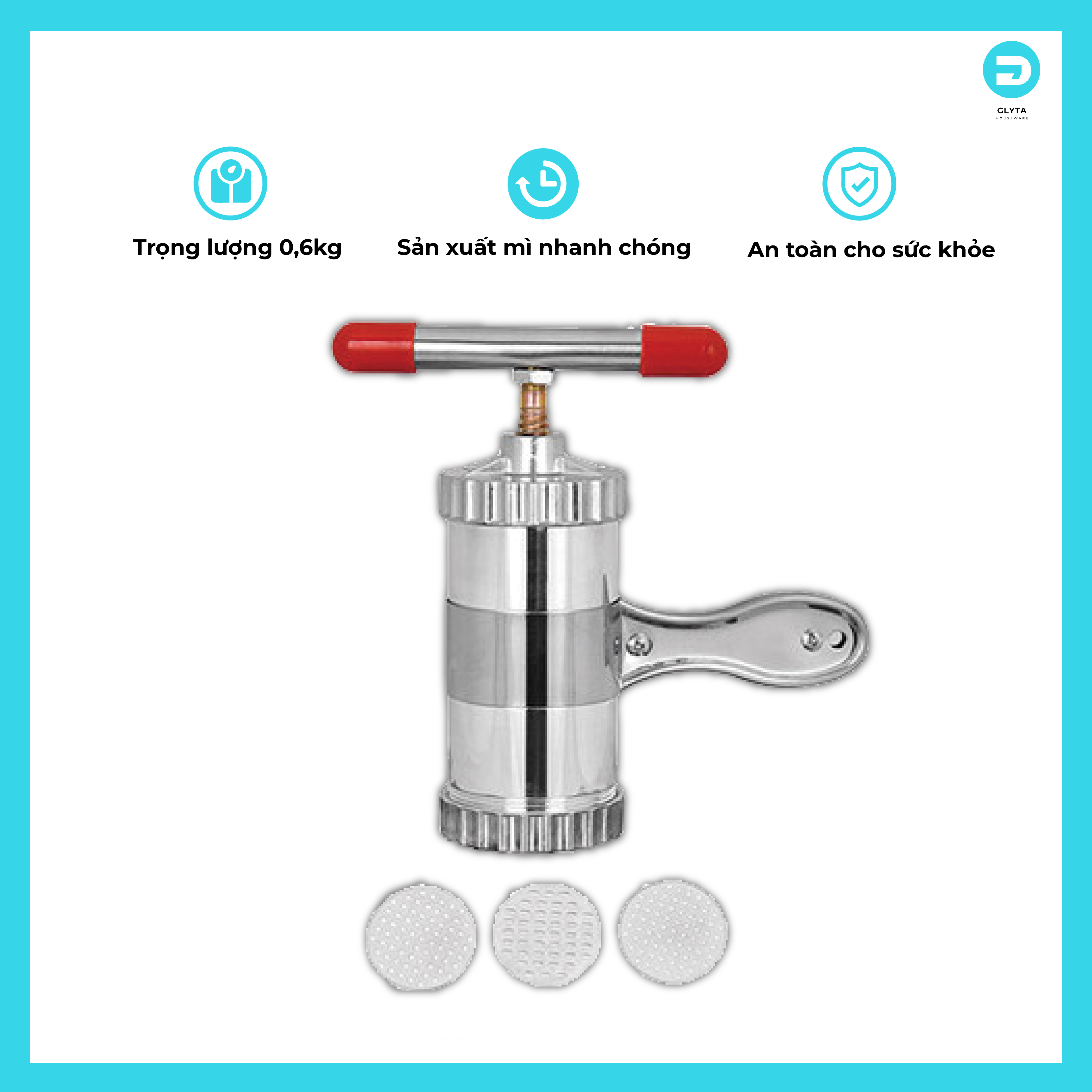 Máy làm bún Inox phù hợp ép làm bún tươi, khô kết cấu nhỏ gọn, dễ sử dụng