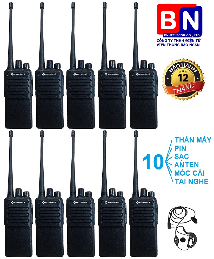 Bộ 10 máy bộ đàm motorola gp358 + 10 tai nghe chuyên dụng