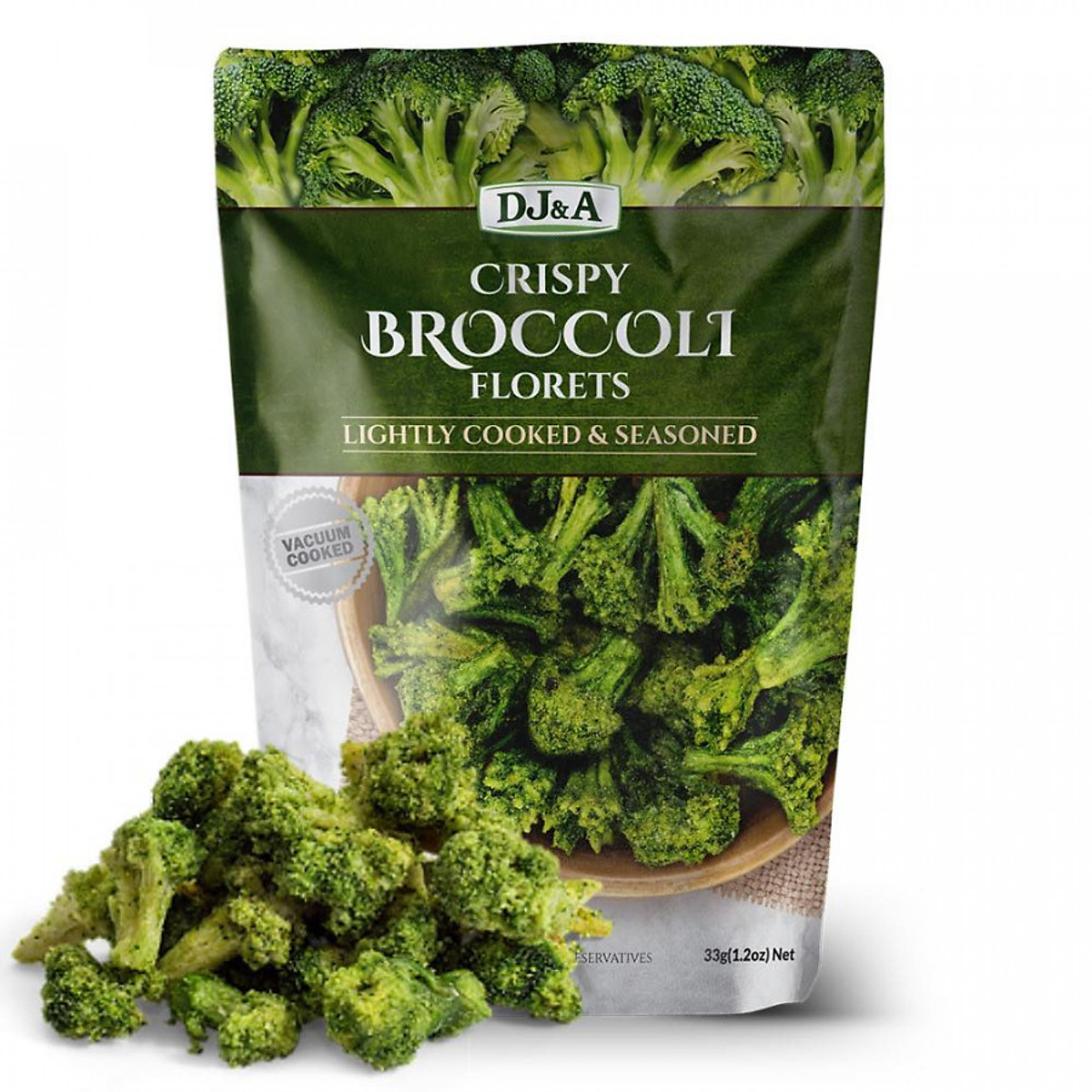 Súp lơ xanh sấy giòn dj&a túi 33g - bông cải xanh sấy giòn dj&a broccoli florets crispy