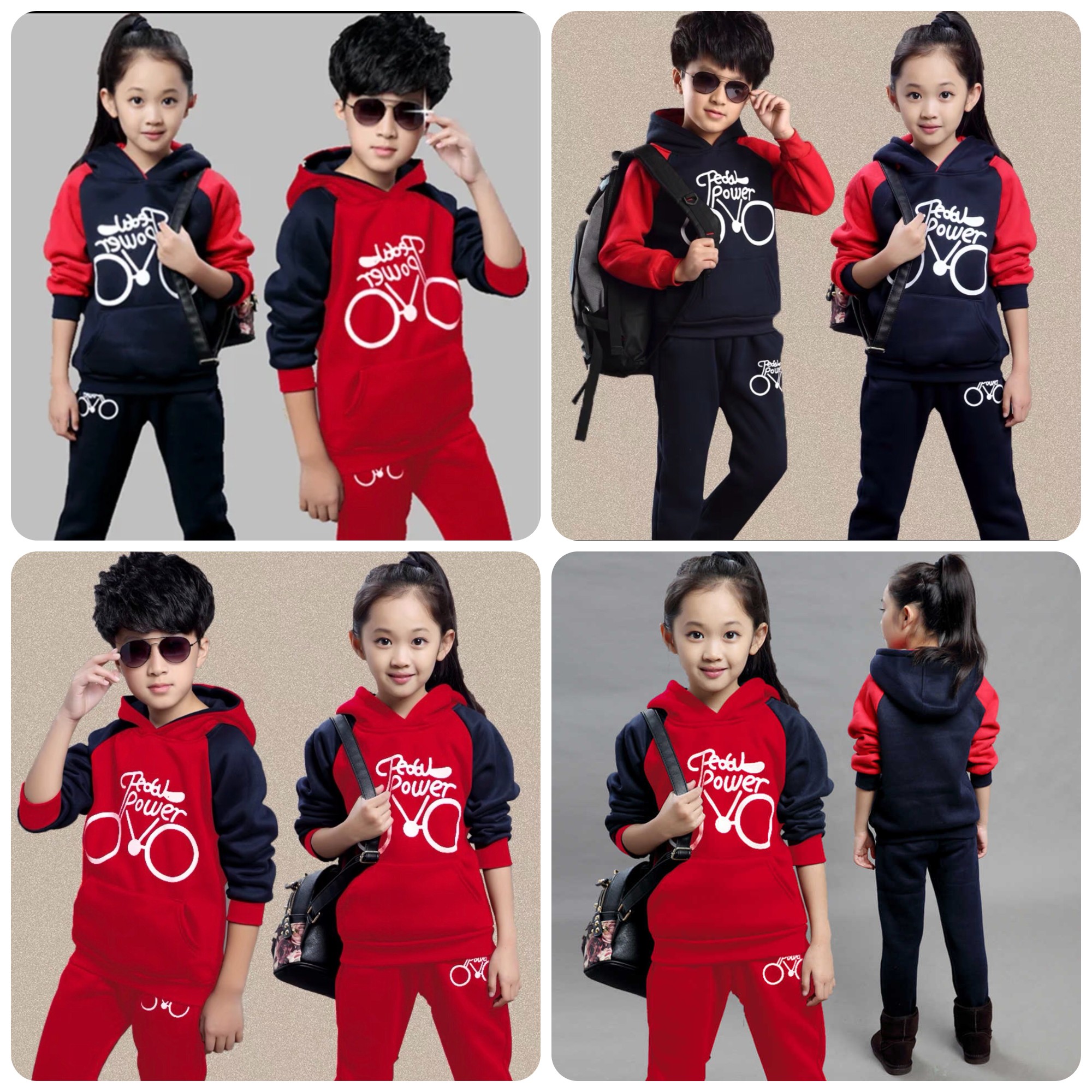 Bộ quần áo trẻ em 4-14 tuổi (14-45kg) dành cho bé trai và bé gái mẫu Xe Đạp. Hàng may kỹ, chất nỉ da cá ấm ấp, thiết kế bắt trend"