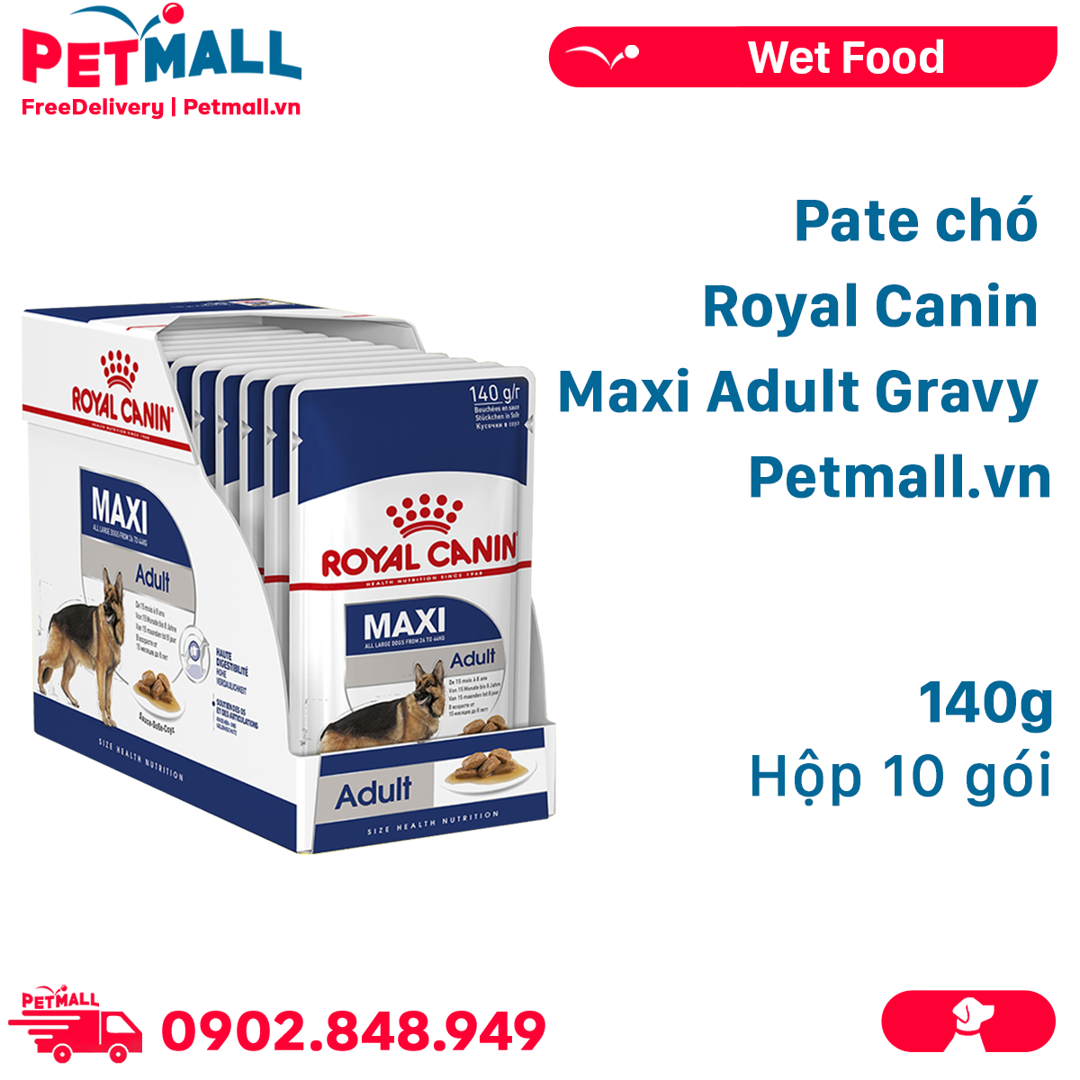 Pate chó Royal Canin Maxi Adult Gravy - Hộp 10 gói Petmall