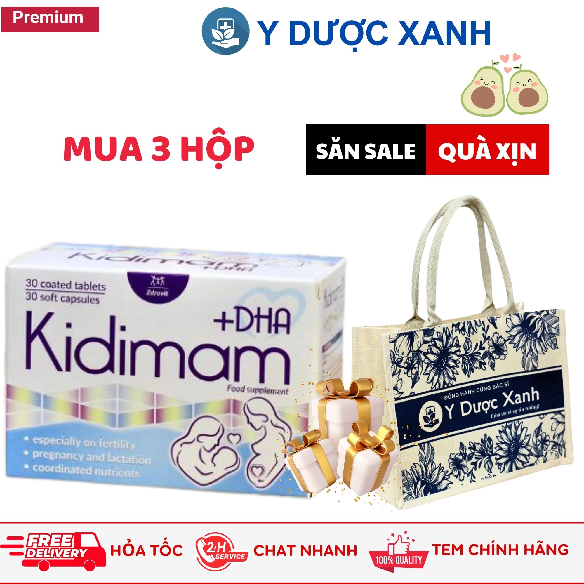 Mua [Chính Hãng] KIDIMAM 30 viên, Viên uống bổ sung vitamin cho bầu - Y Dược Xanh