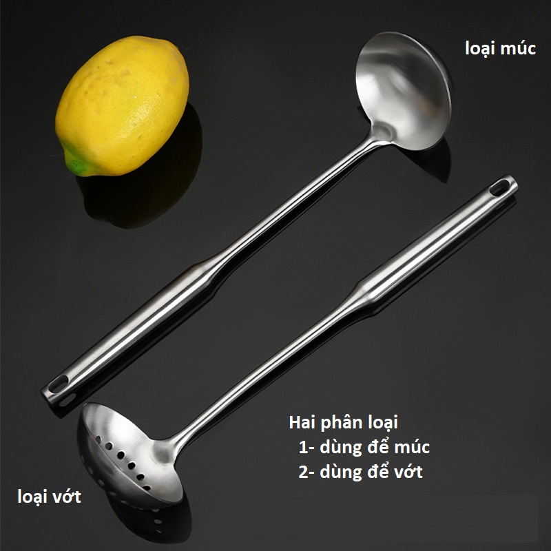 INOX 304 -Muôi ( vá )Cán Tròn 28.5cm Dùng Ăn Canh Lẩu Siêu Đẹp Thép Không Rỉ Chắc Chắn-Sang Trọng.
