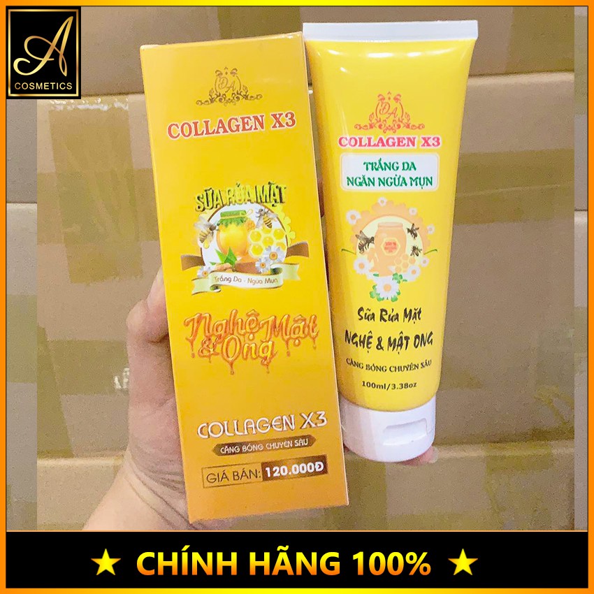 Sữa rửa mặt nghệ và mật ong collagen x3