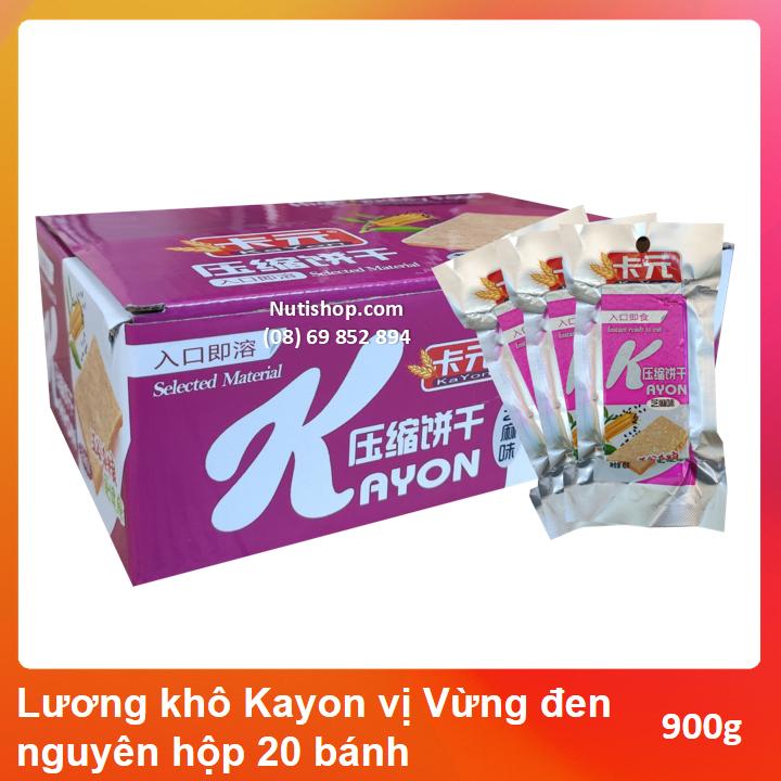 [HCM]Lương khô Kayon vị Vừng đen nguyên hộp 900g - 20 bánh