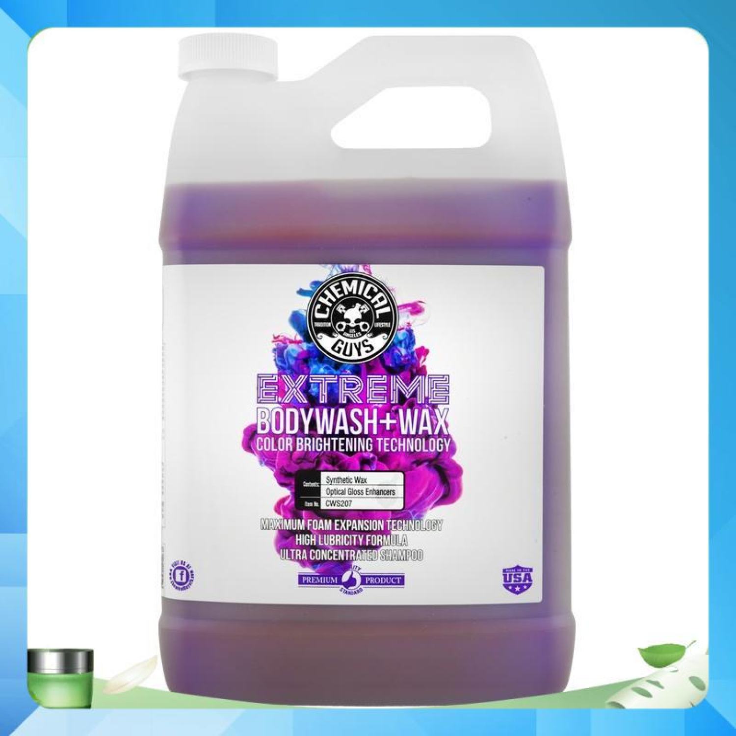 Nước rửa xe đậm đặc, kèm wax thương hiệu chemical guys extreme bodywash and wax- mỹ - 3.8l