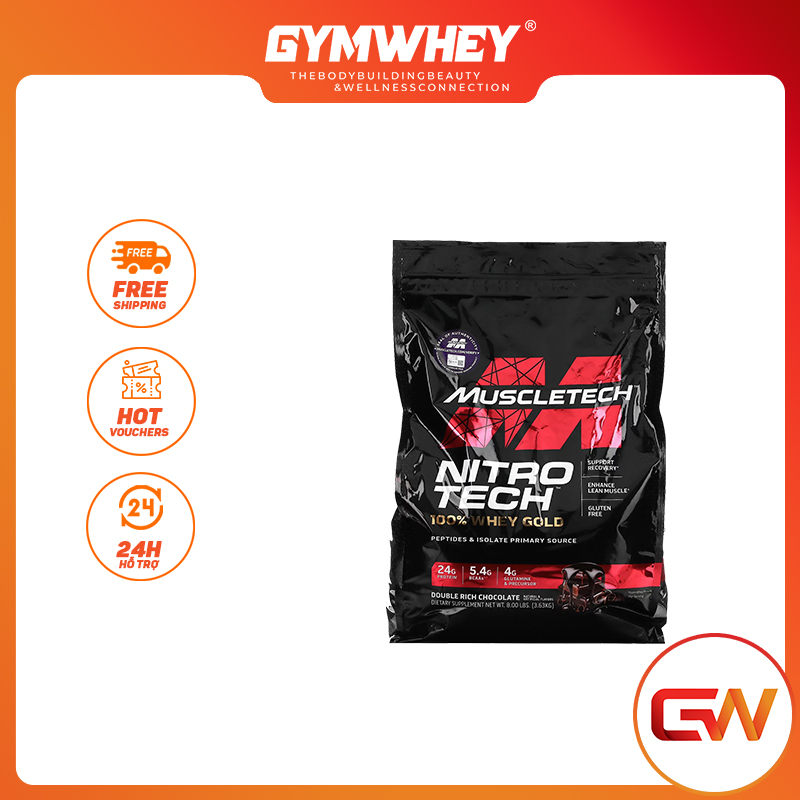 Sữa dinh dương tăng cơ nuôi cơ phục hồi cơ bắp muscletech nitro tech whey gold 8lbs từ mỹ