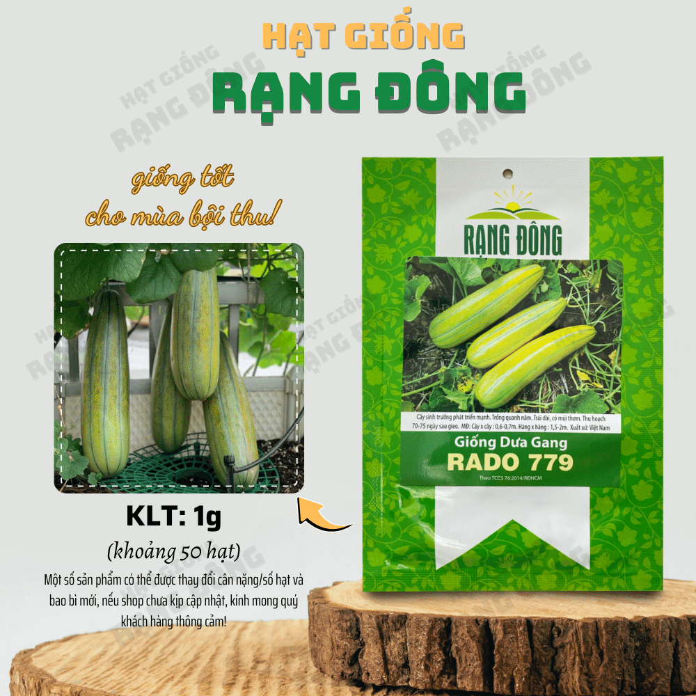 Hạt giống Dưa Gang Rado 779 (1g~50 hạt) sinh trưởng khỏe, kháng bệnh tốt, trồng quanh năm - Hạt giống Rạng Đông