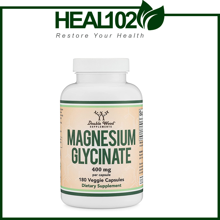 Magie Magnesium Glycinate Double Wood bổ sung lượng magie thiếu hụt, hỗ trợ mạnh mẽ sức khỏe xương, tim mạch và cơ, giảm stress - HEAL102