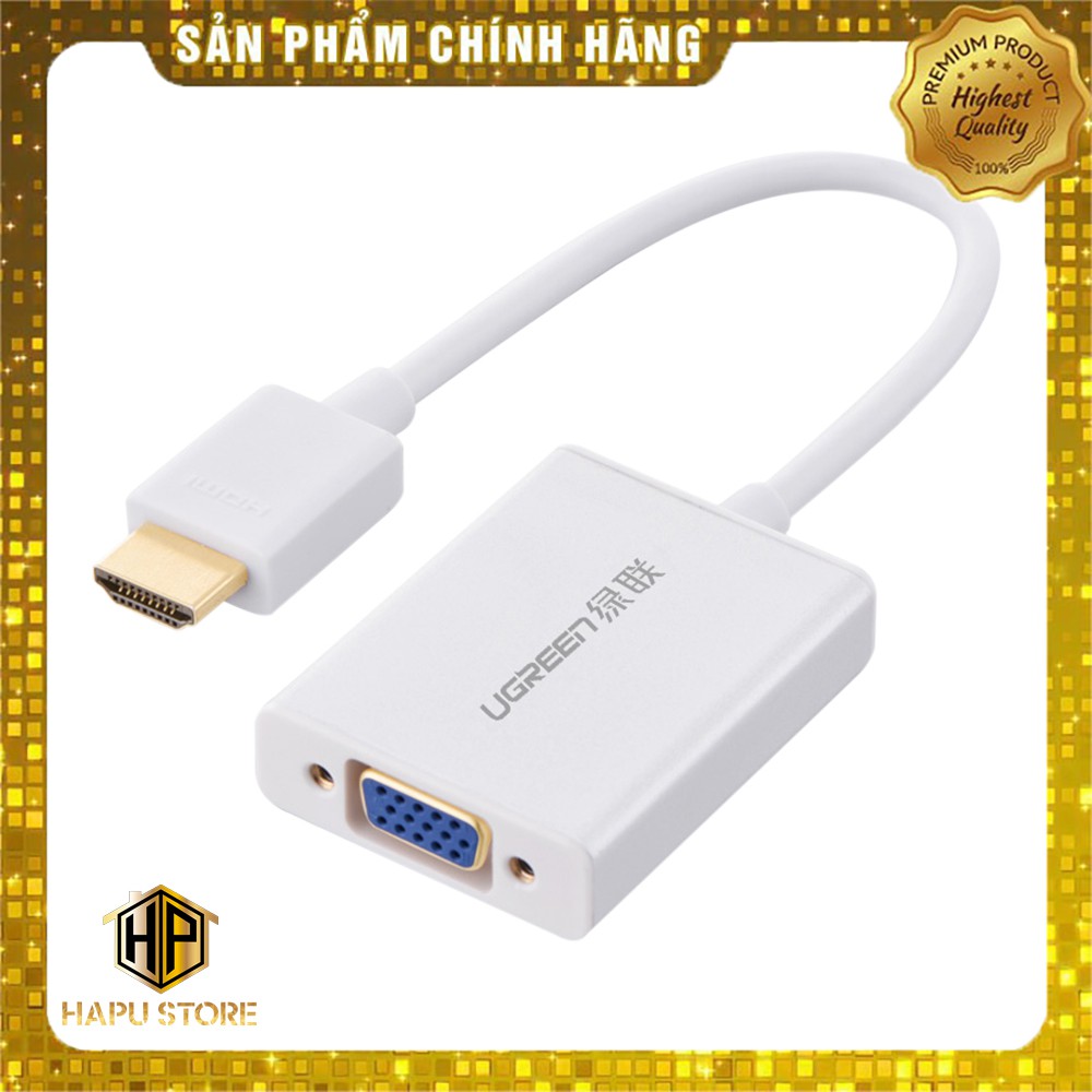Cáp chuyển đổi HDMI sang VGA Ugreen 40212 có Audio màu trắng chính hãng - Hapustore