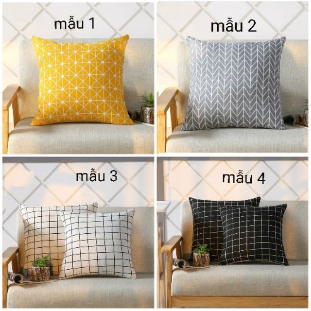 Áo gối/ vỏ gối sofa vải canvas 45cm x 45cm nhiều mẫu đẹp