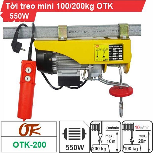 Máy tời điện mini 100kg/200kg 550w điện 220v otk