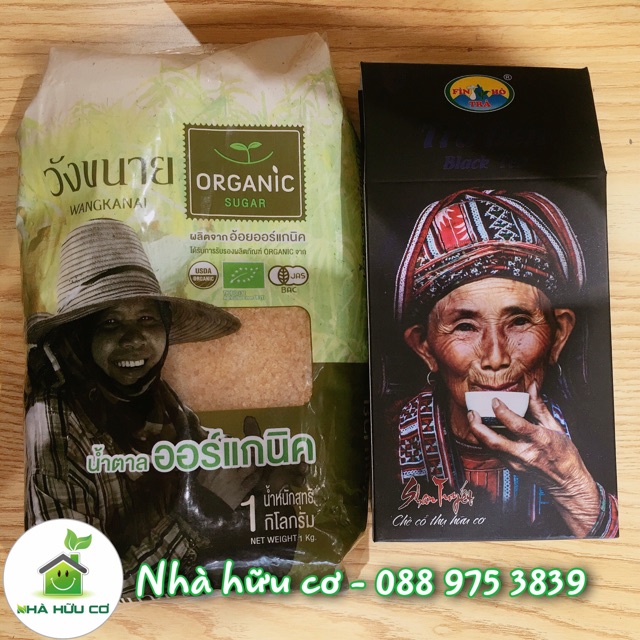 Combo trà đen hữu cơ và đường mía hữu cơ làm trà Kombucha