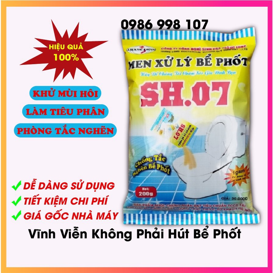 Men Xử Lý Bể Phốt SH07 -  Khử Mùi Hôi - Làm Tiêu Phân - Diệt Trùng Trứng Sán - Phòng Tắc Nghẽn Hầm C