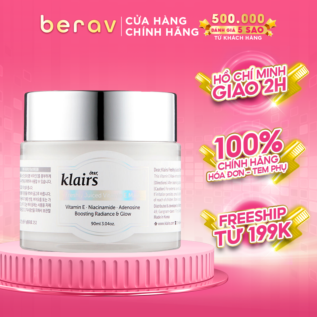 Kem Dưỡng Trắng Klairs 2 in 1 Kiêm Mặt Nạ Ngủ Vitamin E 90ml