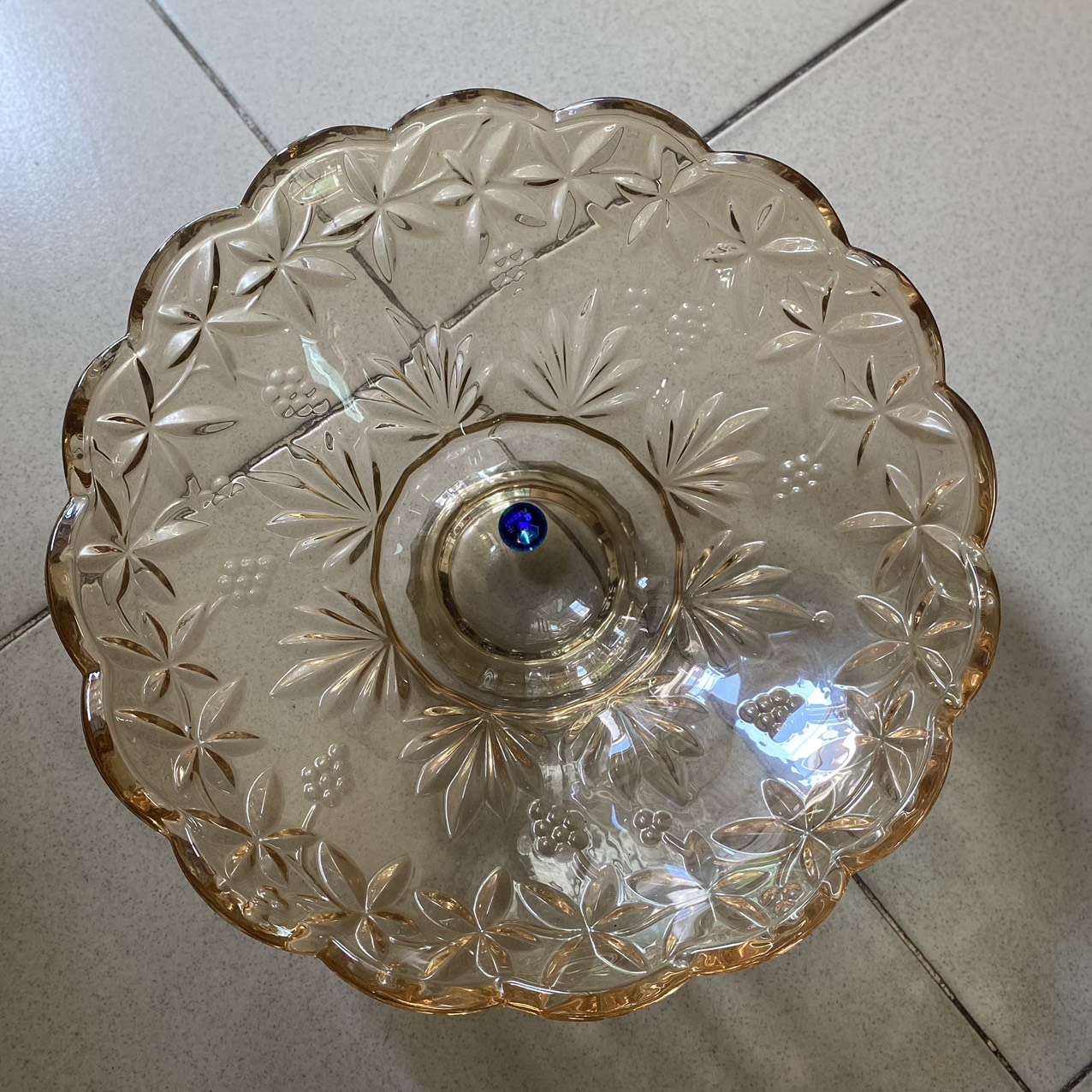 Đĩa thủy tinh pha lê 30cm có chân đựng trái cây bánh mứt