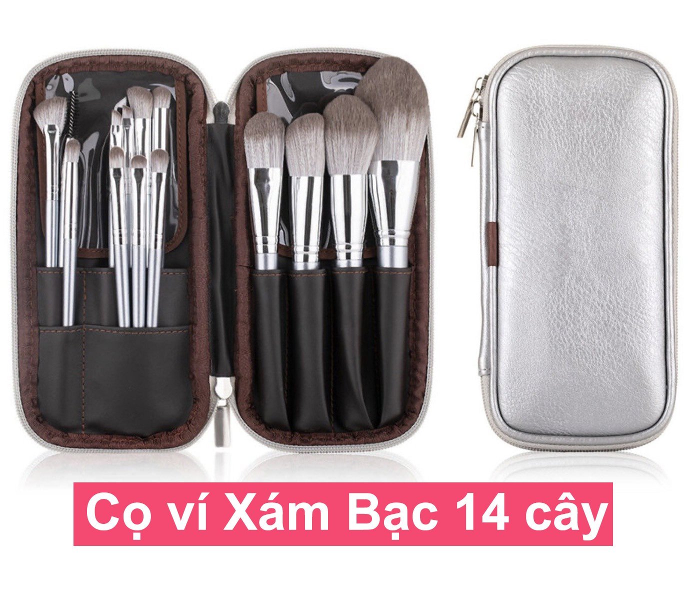 Bộ cọ cá nhân 14 cây ví bạc lông cọ mềm bắt phấn, dùng cực thích nha.