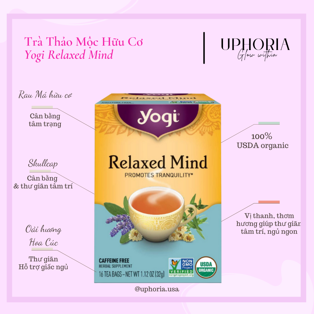 Trà thảo mộc hữu cơ yogi relaxed mind