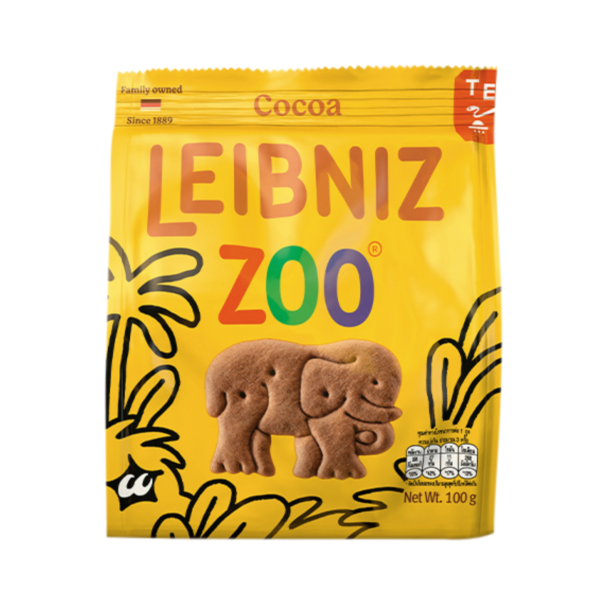 Bánh qui ca cao hình thú rừng nhiệt đới Leibniz Zoo 100g