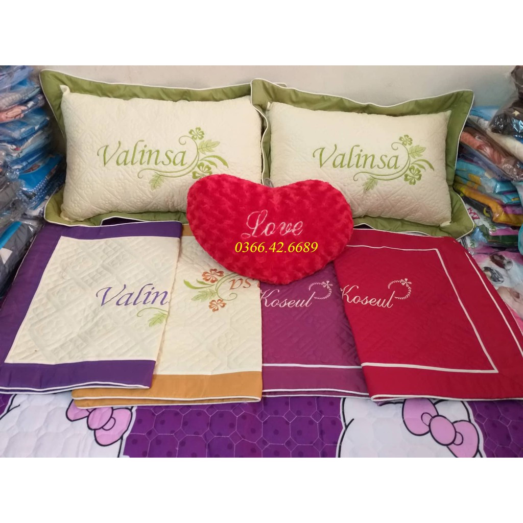 Combo 2 vỏ gối Satin thêu hoa siêu đẹp