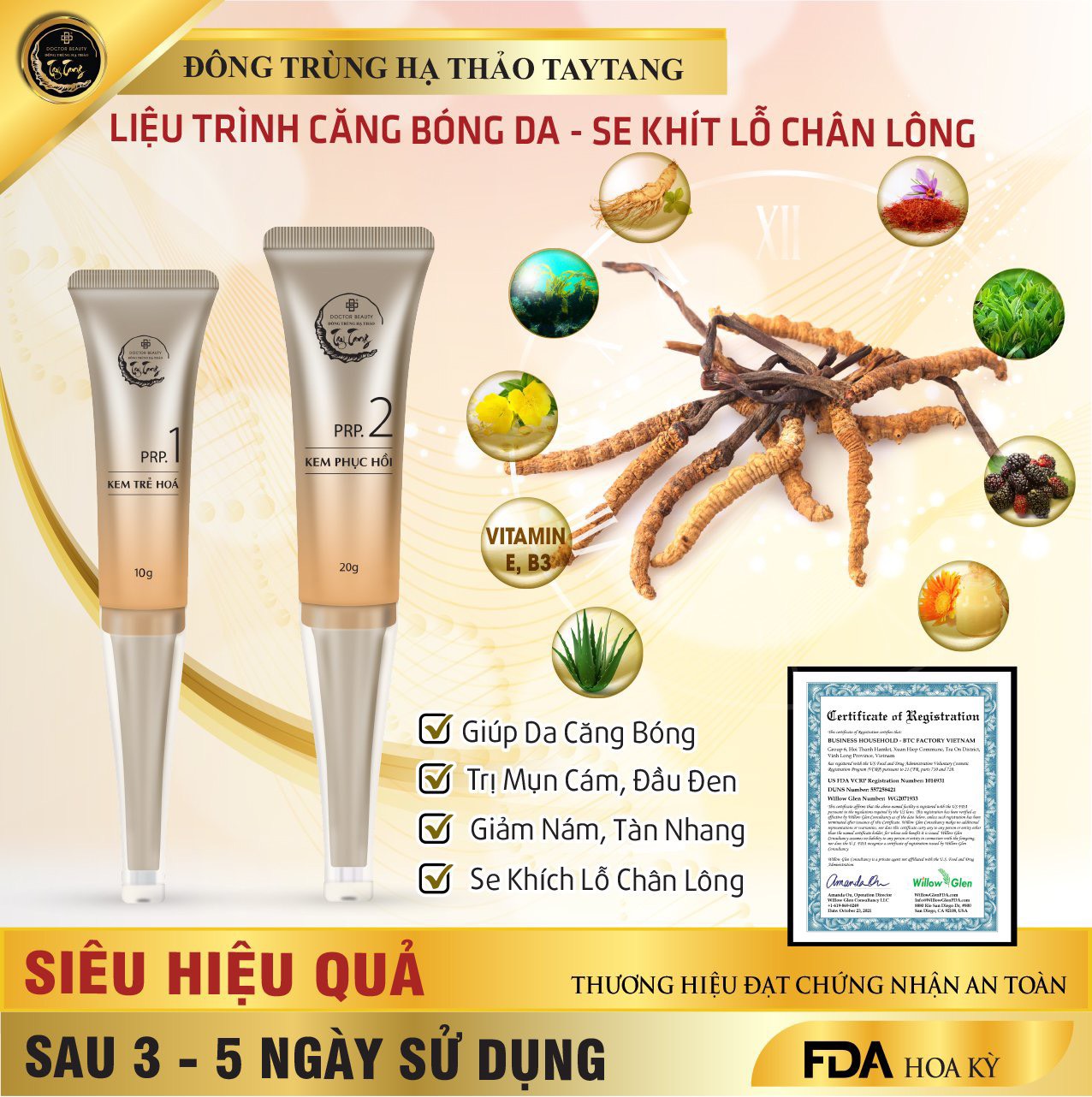 Bộ đôi kem trẻ hóa da đông trùng hạ thảo tây tạng prp1 + prp2 - giúp tái tạo da - giải quyết các vấn đề về da cho chị em phụ nữ - làn da mơ ước
