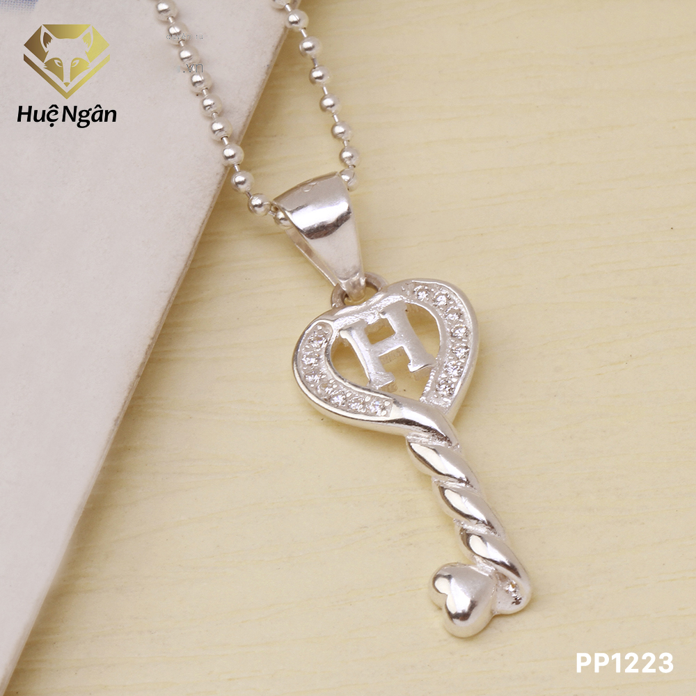 Bộ dây chuyền liền mặt nữ trang sức bạc Ý 925 Huệ Ngân- Chìa khóa trái tim PP1223